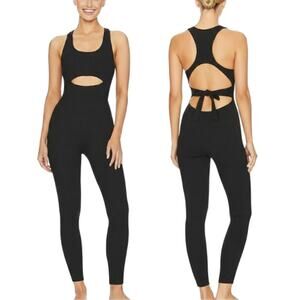 Gigi C Krizia Jumpsuit Black Racerback Ribbed Women Size Large NWT